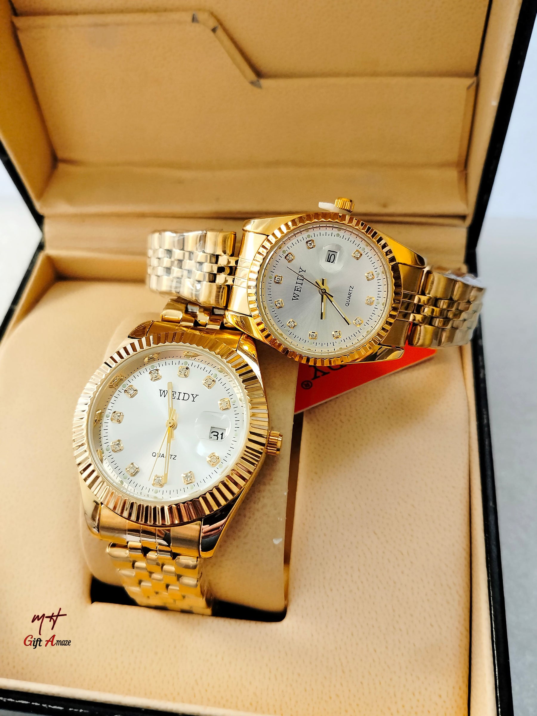 Weidy couple pair watch with stainless steel chain