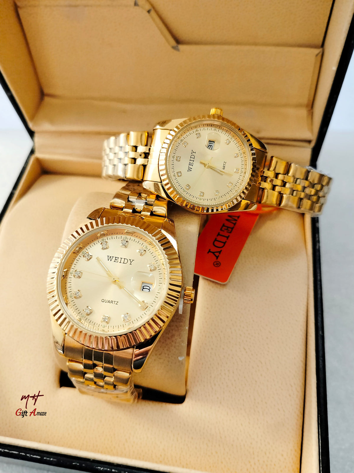 Weidy couple pair watch with stainless steel chain