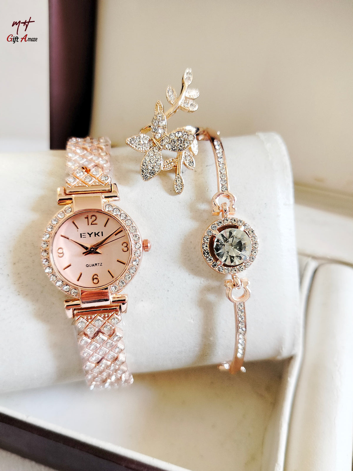 Eyki Ladies Jewellery Watch j Bracelet + Ring 💍+ High Quality Gift set