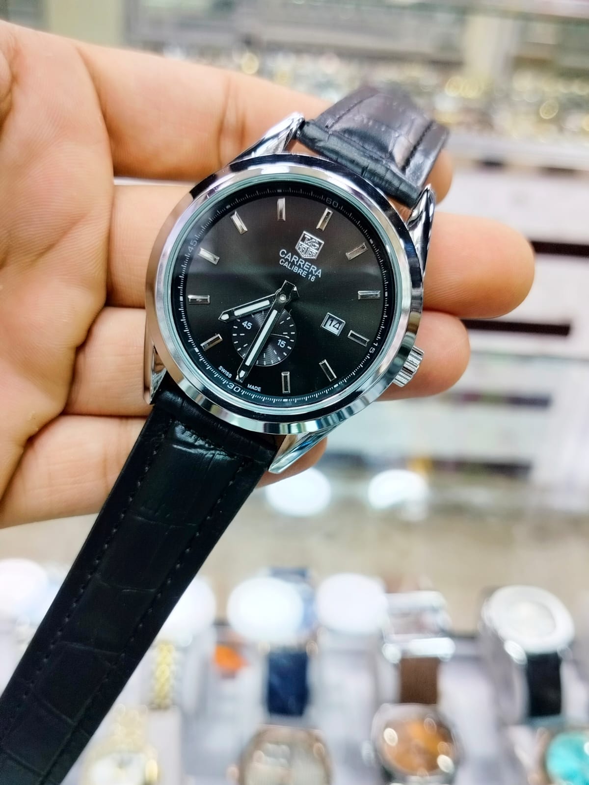 Tag Heuer leather strap watch