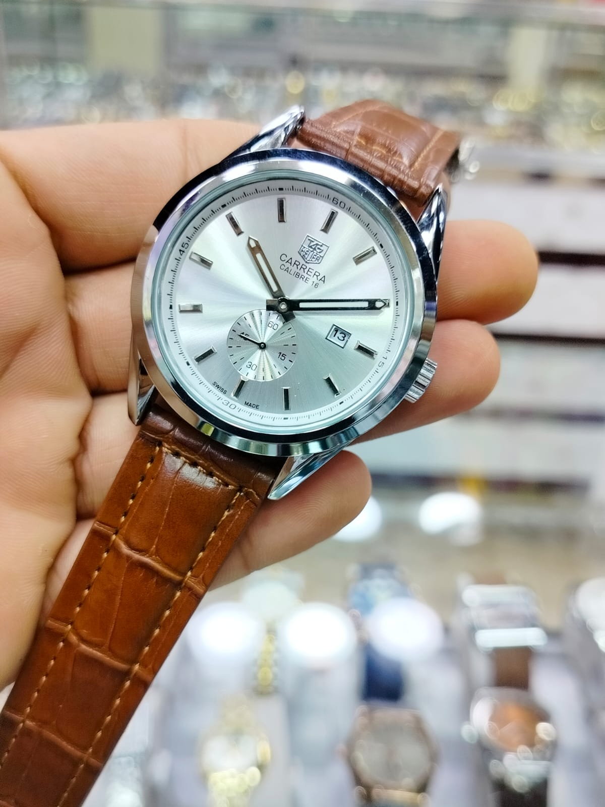 Tag Heuer leather strap watch