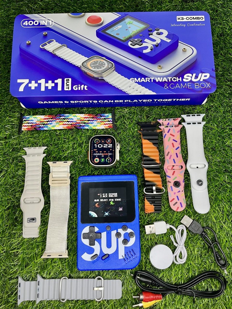ULTRA WATCH WITH 7 STRAPS AND SUP 4000 IN 1 GAME